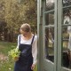 Denim Cross Back Personalised Apron with embroidered wildflowers
